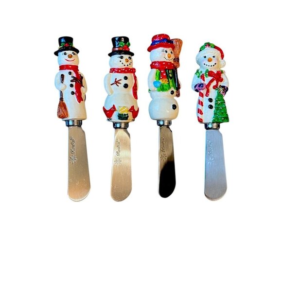 Christopher Radko Snowman-Themed Spreaders Set Of 4 - Picture 1 of 7